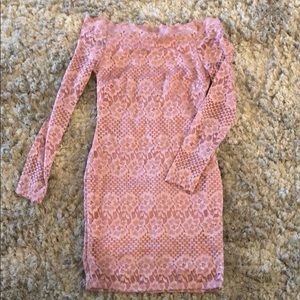 Blush off the shoulder dress